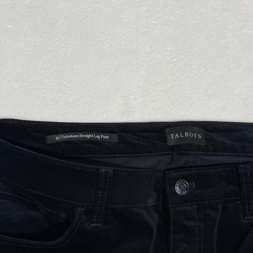Talbots Velveteen Pants Womens 10 Black Straight Leg High Rise‎ 5-Pocket Stretch - Picture 3 of 11